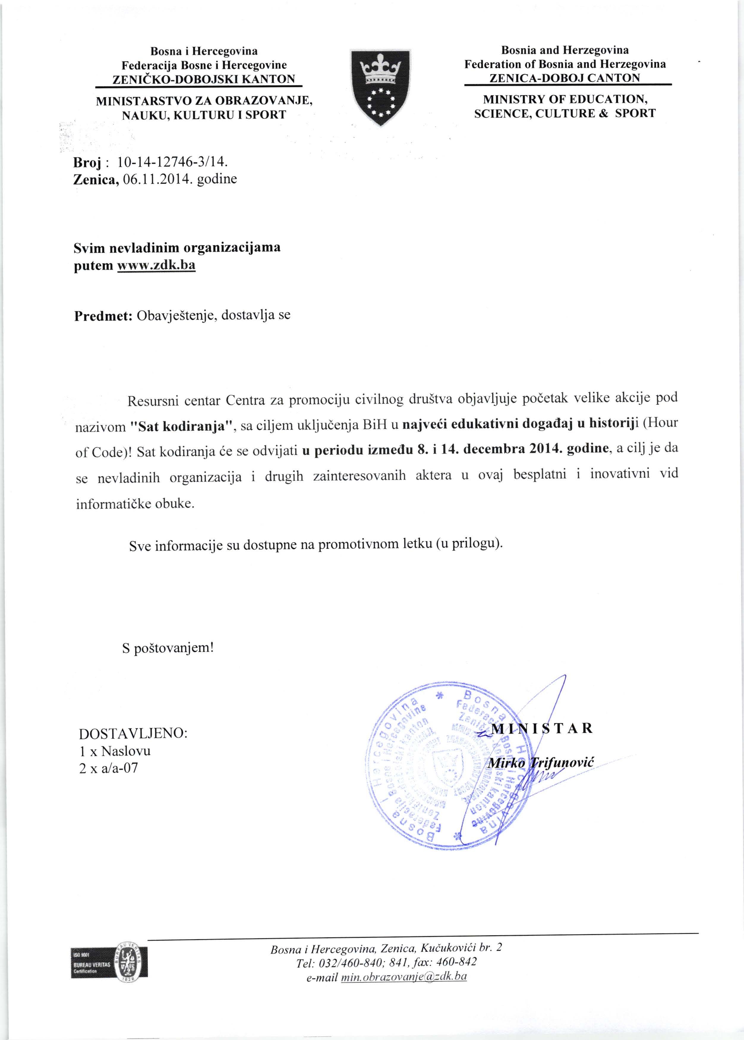 EDUKATIVNA AKCIJA "SAT KODIRANJA"