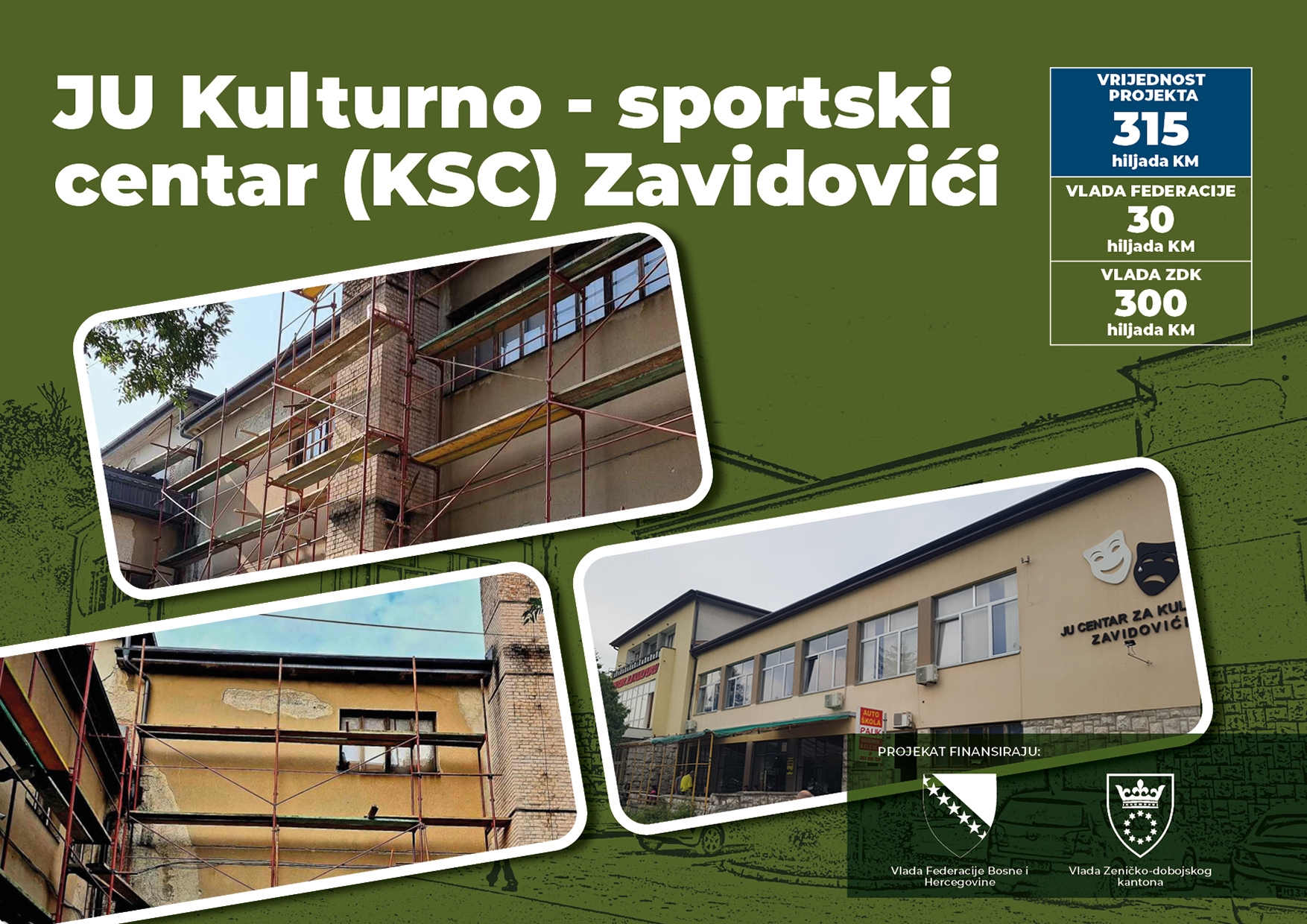POČELA REKONSTRUKCIJA ZGRADE KULTURNO-SPORTSKOG CENTRA ZAVIDOVIĆI SREDSTVIMA VLADA ZDK I FBIH